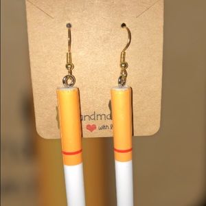 Funny cigarette earrings non-tarnish.